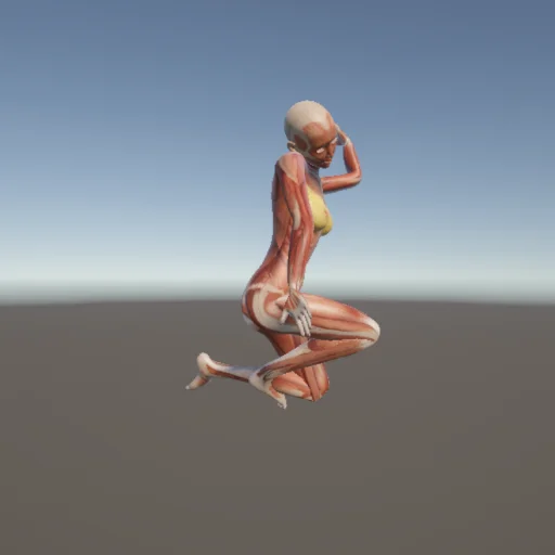 座りポーズ #2 — 3Dデッサン人形（無料ポーズ資料）